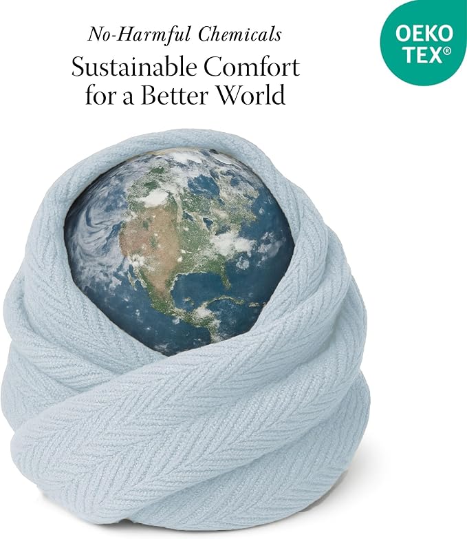 Threadmill Luxury Cotton Blankets for Queen Size Bed | All-Season 100% Cotton Queen Size Blanket | Herringbone Cozy, Soft Breathable Fall Thermal Blanket fits Full Size Bed | Light Blue | 100% Cotton, Herringbone Pattern, 90x92 in, Breathable, Moisture... - Image 6