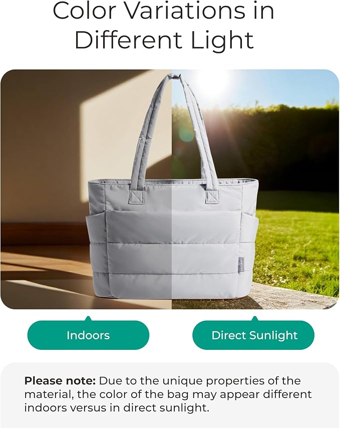 BAGSMART Tote Bag for Women, Lightweight Puffy Tote Bag with Compartments Shoulder Bag Handbag for Travel, Work, Gym | Lightweight - Image 5