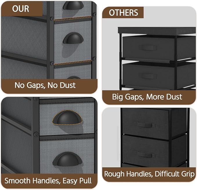 LASZOLA Narrow Cabinet Slim Storage Cart for Bathroom Small Space, Black Gray - Image 4