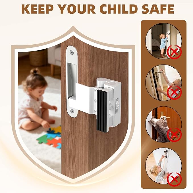 Portable Door Lock,Security Door Reinforcement Lock,No Drilling(White-3PCS) | Portable Door Lock for Travel,Interior Doors for Apartments,Hotels,bedrooms - Image 7