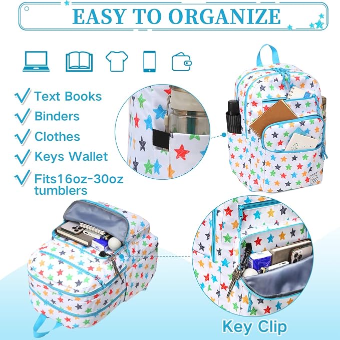 VASCHY School Backpack for Teen Girls, Bookbag Schoolbag Casual Daypack for High School/College/Women/Travel/Work Stars - Image 5