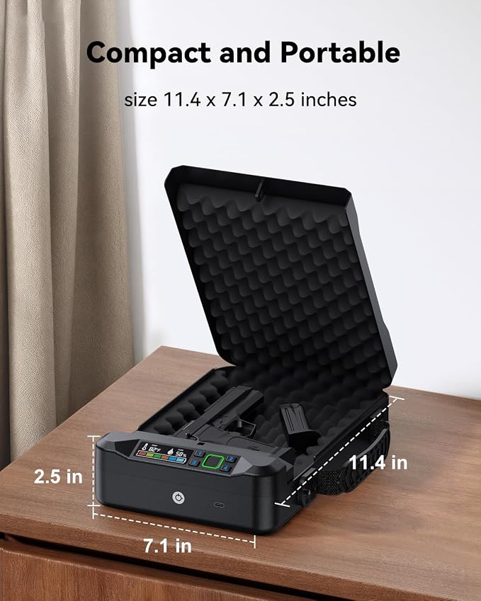 Car Gun Safe Small Biometric Pistol Safe Handheld Portable Fingerprint Gun Lock Box for Travel Nightstand Bedside - Image 6