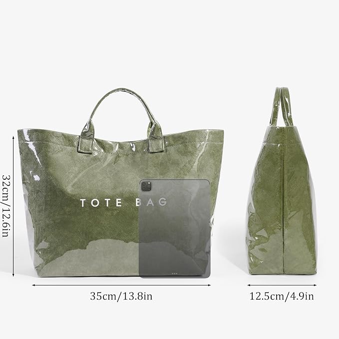 Lushandy PVC Tote Bag for Women Jelly Beach Bag Top Handle Hobo Handbag | Water-Resistant, Wipe Clean, Lightweight - Image 5
