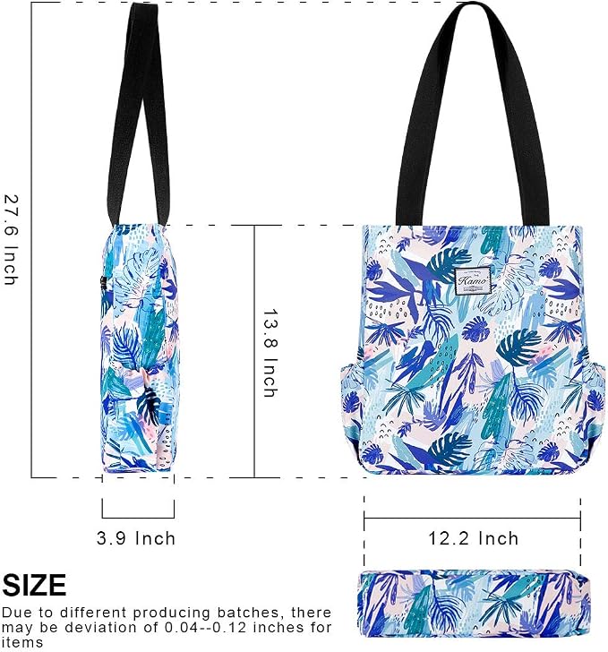 KAMO Floral Tote Bag - Waterproof Lightweight Handbags Travel Shoulder Bag for Hiking Yoga Gym Swimming Travel Beach - Image 3