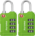 Puroma TSA Approved Luggage Locks, 2 Pack 4 Digit Resettable Travel Combination Code Lock with Zinc Alloy Body for Suitcase, Backpack, Laptop Bag, Gym Locker, Toolbox (Green) by Puroma