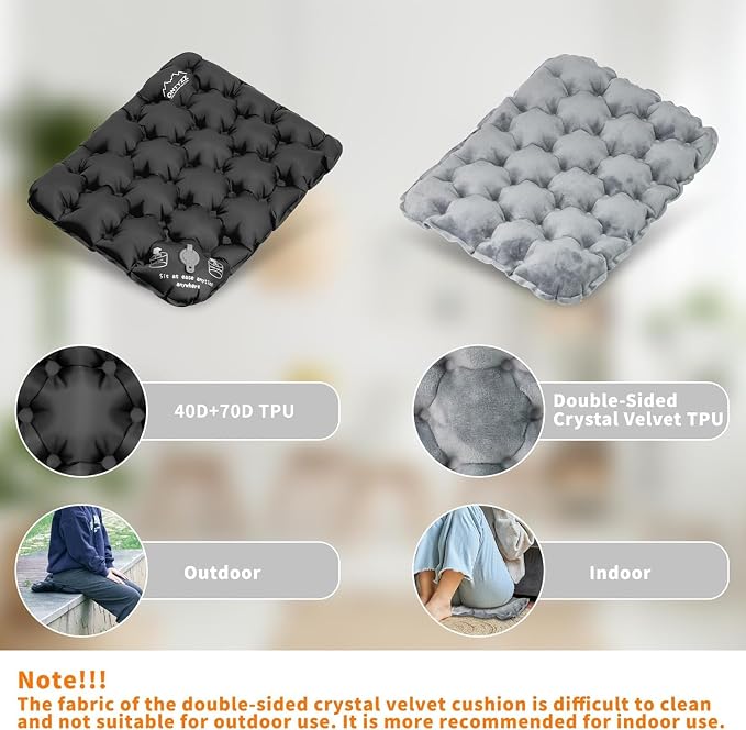 Inflatable Seat Cushion Lightweight Airplane Seat Cushion | Stadium Seat Travel Cushion for Climbing Hiking Office Airplane - Image 3