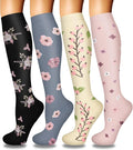 4 Pairs Compression Socks for Women Circulation-Best Support for Nurses,Running,Athletic,Travel by Iseasoo