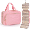 Toiletry Bag for Women, Medium Cosmetic Travel Bag, Hanging Toiletry Bag for Bathroom, Thickened PVC Waterproof Makeup Bag, Toiletries Bag for Travel Business Trips and Camping, Pink by Wedama