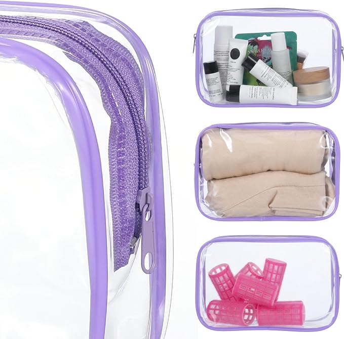 4 Pcs Clear Cosmetic Bags, 4 Colors TSA-Friendly Design Makeup Bag Clear, Versatile TSA Approved Quart Size Bag for Travel Toiletries and Organization(20 × 13 × 6 cm) - Image 6