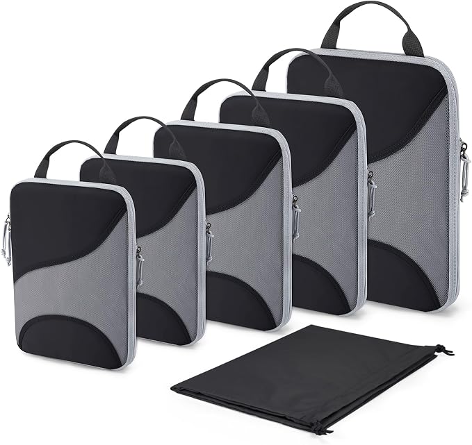 Bagsmart Compression Packing Cubes, Travel Bag Cruise Ship Essentials | Lightweight, Compressible Suitcase Organizer Set fit Standard Carry-On & Checked Luggage, 6 Set, 14 Set Washable Packing Bags by BAGSMART