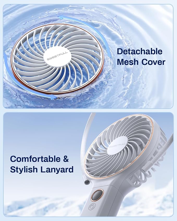 SWEETFULL Handheld Portable Fan, 5000mAh Rechargeable Battery, 6 Speed Wind, LED Digital Display, Foldable Electric Personal Mini Travel Fan with Backup Power, Summer Essentials Gifts for Women Girl - Image 9