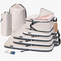 7 Set Packing Cubes for Travel Women, Suitcase Organizer, Beige | Travel Essentials for Suitcase, Luggage Organizer Bags for Travel with Shoe Bag, Travel Bags for Shoes, Clothing by CherryNow