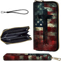 Wallet,Leather Long Wallet Suitable For Ladies And Teenagers - Detachable Wristband + RFID Travel Wallet With Card Slot - American Flag Cross by Unknown