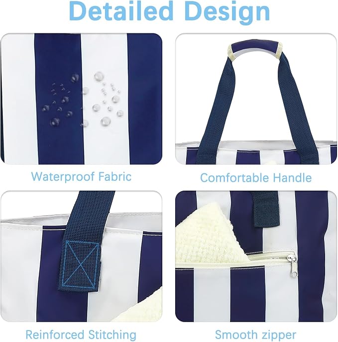 Fammart Mesh Beach Bag for Women, Large Beach Toy Pool Bag with Zipper Pocket, SandProof Cruise Essentials 2026 Family Travel - Image 6