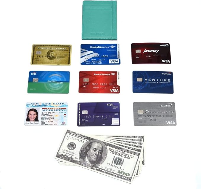 KALMORE womens Credit Holder Genuine Leather Slim Minimalist Card Case Wallet, Black With Id Window - Image 7