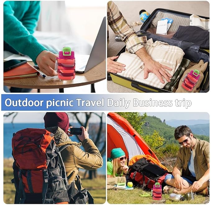 Silicone Collapsible Water Bottles, 16oz 500ml Portable Foldable Expandable Water Bottle Sports Cups, Leak Proof Reusable BPA Free, for Outdoor Activities Travel(Orange) - Image 7