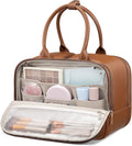 LOVEVOOK Travel Toiletry Bag for women, Leather Large Wide-open Makeup Bag, Waterproof Cosmetic Bag Organizer for Shower, Traveling, Toiletries, Bathroom by LOVEVOOK