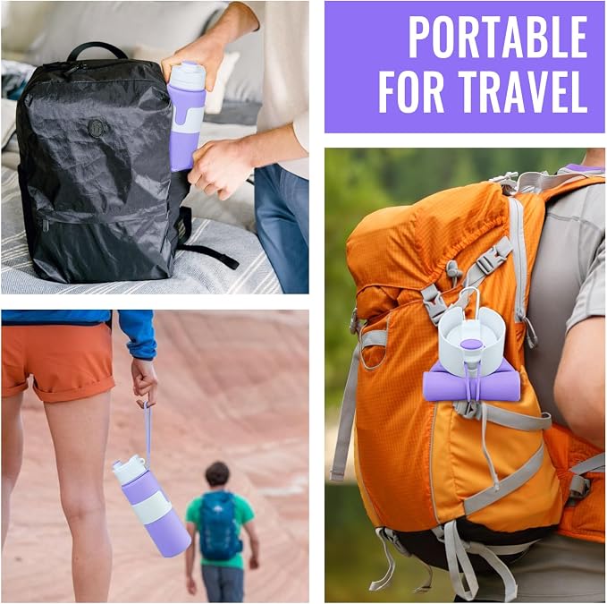 Nefeeko Collapsible Water Bottle, BPA Free 26oz Silicone Water Bottles | Foldable Water Bottles for Travel Sports, Leak-Proof Spill-Proof Portable Water Bottle with Carabiner, Lightweight - Image 6