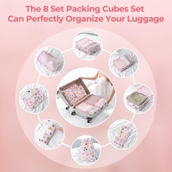 MissBoy Packing Cubes for Kids, 8 Pcs Set of Packing Cubes for Carry on Suitcase Organizer Bags, Kids Packing Cube, Waterproof Travel Essentials for Girls and Boys | Kids Compression Packing Cubes, Breathable Material Space Saving Waterproof Various Si... - Image 4