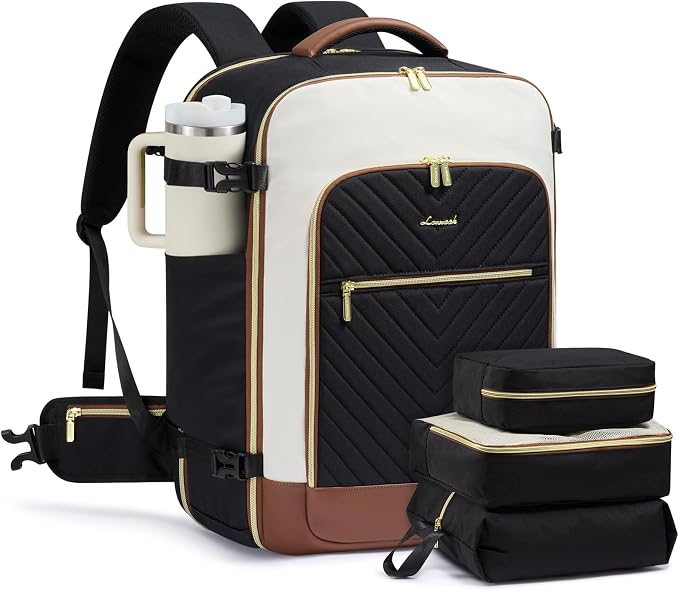 LOVEVOOK Large Travel Backpack for Women, TSA Carry on Backpack for Airplanes, 40L Personal Item Travel Bag for Women fits 17" Laptop,Waterproof Carry on Bag Airplane Approved with 3 Packing Cubes by LOVEVOOK