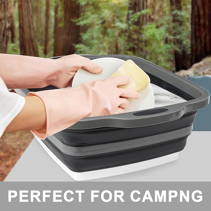 Tiawudi Large Collapsible BBQ Prep Tub with Lid(4.22 Gal/16L), Foldable Camping Sink with Colander, Cutting Board, Dish Basin for Kitchen, Bowl, Vegetable and Fruit, Storage Basket for Picnic - Image 6