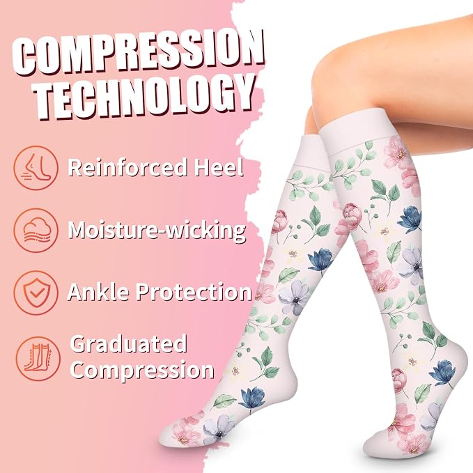 Compression Socks for Women & Men Circulation (6 Pairs) 15-20 mmHg is Best Support for Athletic Running,Nurse - Image 6