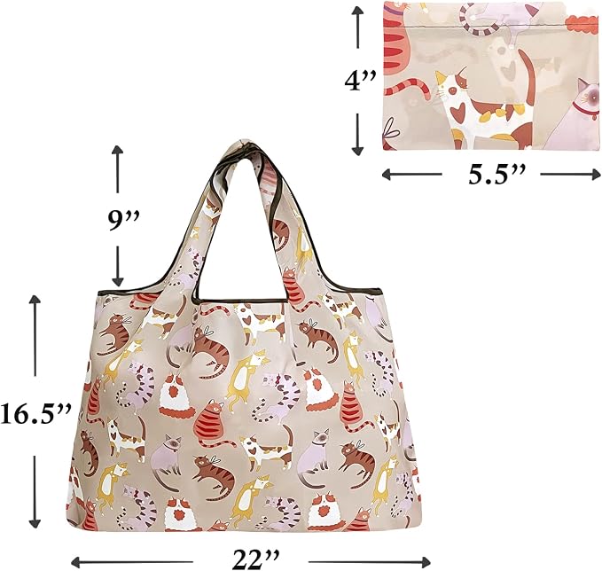 allydrew Large Foldable Tote Nylon Reusable Grocery Bags - Image 6