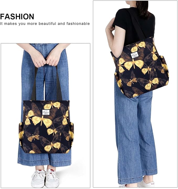 KAMO Floral Tote Bag - Waterproof Lightweight Handbags Travel Shoulder Bag for Hiking Yoga Gym Swimming Travel Beach - Image 6