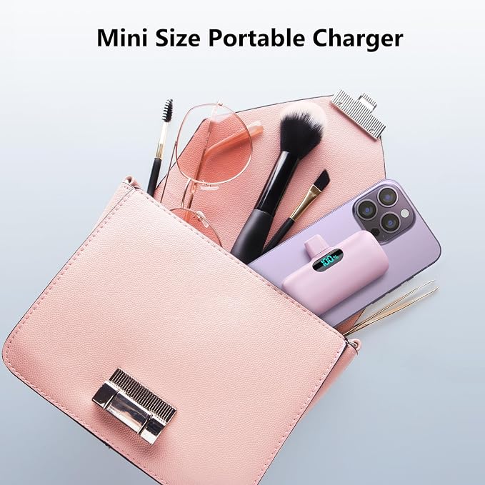 Mini Portable Charger USB C Power Bank,Upgraded 5000mAh PD Fast Charging Battery Pack Built-in USB-C Connector Travel Essential for iPhone17/17Pro/17Pro Max/Air/16 Plus/16Pro Max/15 Series,Android etc - Image 3