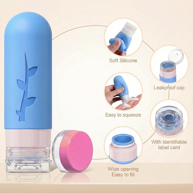 DEPOZA Travel Bottles Kit (16 Pack) - TSA Approved, Leak Proof Silicone Squeezable Containers for Toiletries. Complete Set with Jars, Sprayers & Bag (White) - Image 3