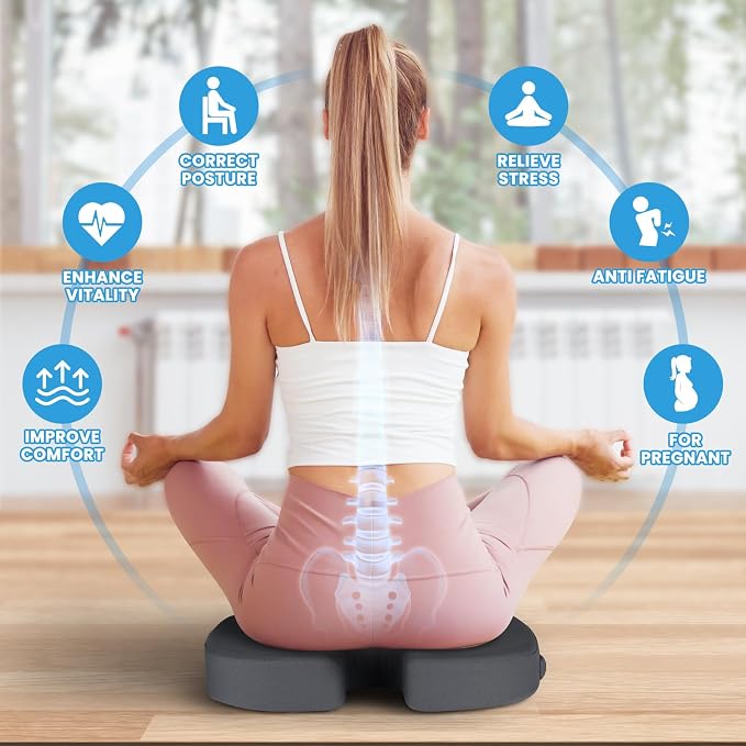 Memory Foam Seat Cushion for Office Chair, Car Seat, Gray, XXL | Office Chair Cushion for Car, Airplane - Chair Pad for Long Sitting Sciatica, Hip, Coccyx,Tailbone Pain Relief, Butt Pillow - Image 6