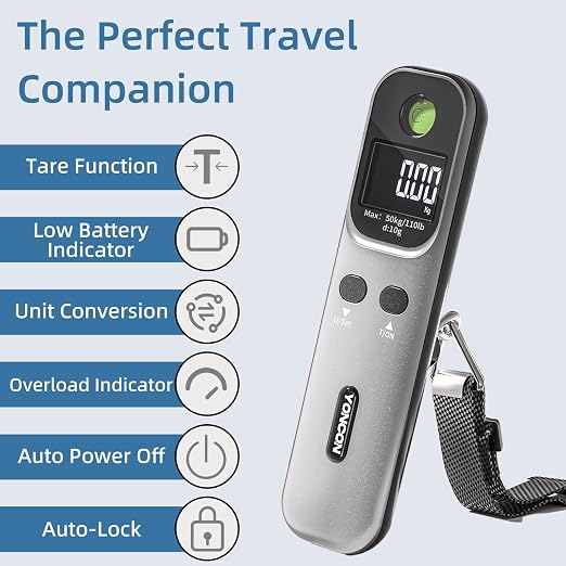 Digital Luggage Scale – 110lb Portable Suitcase Weight Scale with Backlit LCD, Tare Function, Travel Essentials for Airline Luggage, Backpacks, Outdoor Gear and Shipping Packages - Image 2