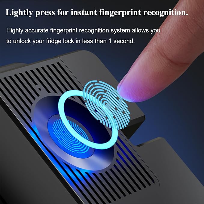 Fingerprint Child Proof Door Lock, Refrigerator Lock with Fingerprint & Door Locks for Kids safety, for Door Lock, Cabinet Locks and Window Locks, Strong Adhesive No Drilling (Black) - Image 2
