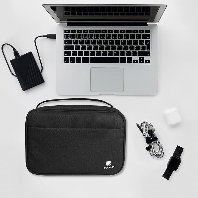 pack all Electronic Organizer Plus, Shockproof Cable Organizer Bag | Large Capacity, Water-resistant, Portable & Durable, Travel Tech Pouch for Chargers, Phones, USB Cords, Black - Image 9