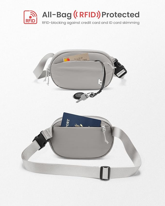 tomtoc Belt Bag with RFID Blocking, Cross Body Fanny Pack for Women Men, Sling Waist Bags with Adjustable Strap for Travel Walk - Image 5