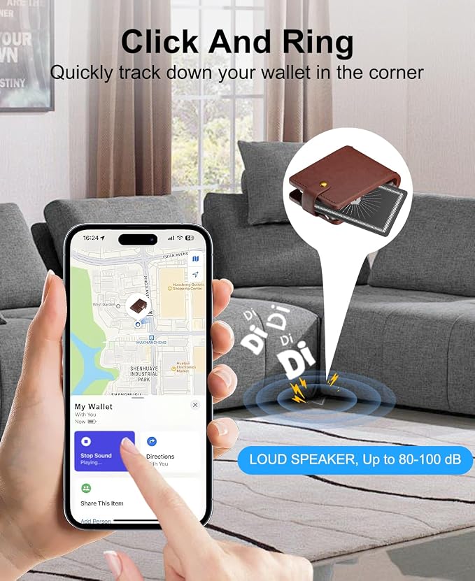 Wallet Tracker Card, for Apple Find My Ultra Thin and Rechargeable Tracker Tags Bluetooth Wallet Finder IP68 Waterproof Tracker Item Finder for Keys, Bags, Passport [Apple MFi Certified] - Image 5
