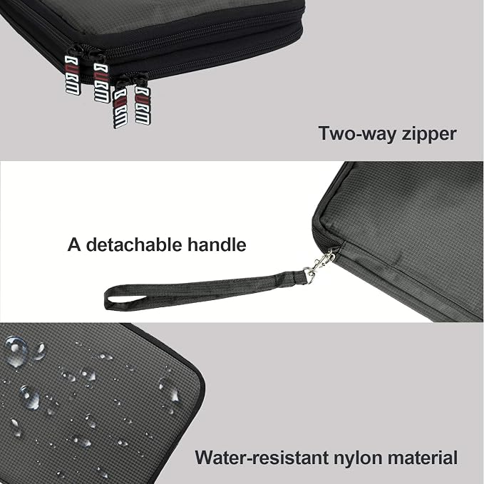 BUBM Double Layer Electronics Organizer, Travel Gadget Bag for Cables, Memory Cards, Flash Hard Drive and More, Fit for iPad or Tablet(up To 9.7")--Large, Gray | Travel Gadget Bag For Cables, Memory Cards, Flash Hard Drive and More, Fit For iPad or Tab... - Image 6