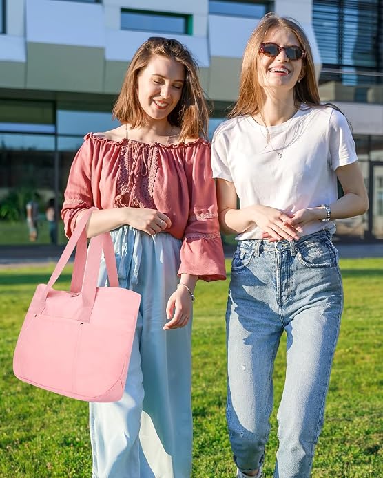 Foldable Tote Bag with Zipper for Women, 18L Nylon Lightweight Shoulder Handbag for Travel, Waterproof Beach Bag - Image 2