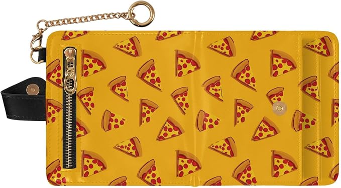 Yellow Sausage Pizza Women's Wallets RFID Blocking,Credit Card Holder Bifold Wallet,Slim Card Cases,PU Leather Travel Wallet for men Girls - Image 2