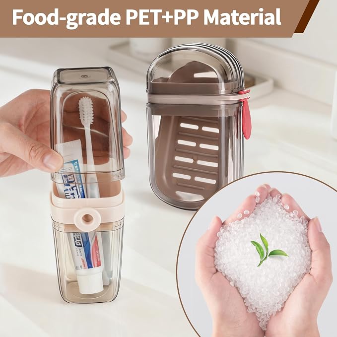 2Pcs Toothbrush Travel Case & Travel Soap Holder Dish Tray, Portable Clear Toothbrush Holders with Cover Leakproof Bar Soap Holder for Traveling School Camping Business Trip Bathroom - Image 7