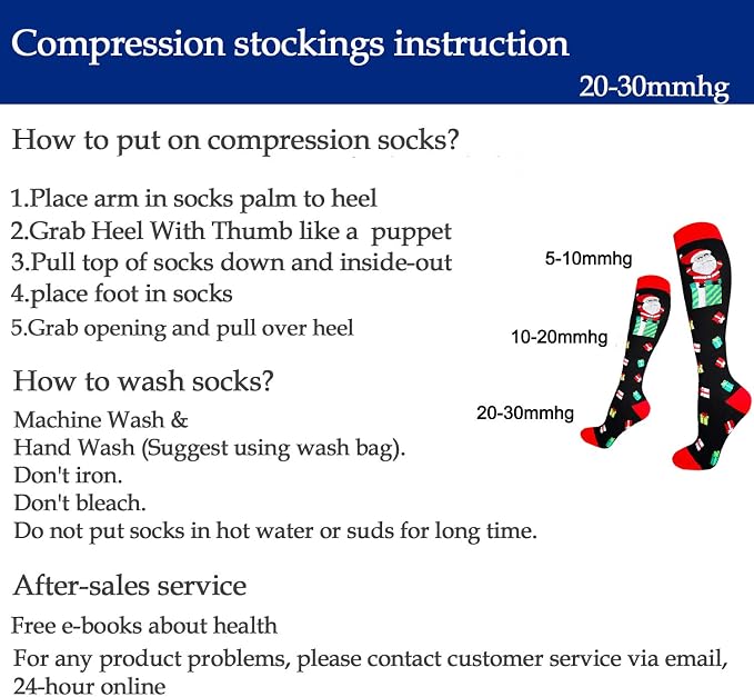 5/6 Pairs Graduated Compression Socks for Women&Men 20-30mmhg Knee High Socks Travel Hiking Running Stocking - Image 5