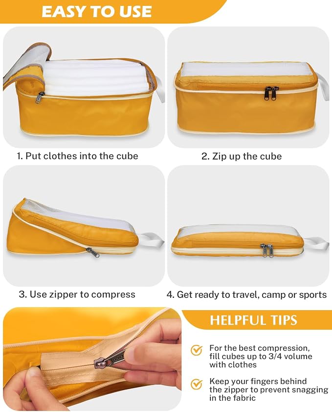 Gonex Compression Packing Cubes for Travel, Mesh Bags Luggage Organizers | Set of 8 with 4 Bags for Toiletry Essentials, Fits 20"Carry-on Suitcases, Double Zipper Compression, Lightweight (1.08 lbs) - Image 4