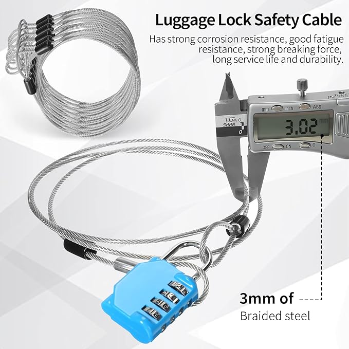 12 Pack Security Cable Luggage Lock with Loops 4ft 3mm Braided Steel Coated Bike Cable Wire Double Loop Anti Theft Safety for U Lock, Padlock and Disc - Image 4