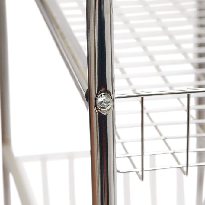 Household Essentials Chrome Iron 3-Basket Storage Cart - Image 4