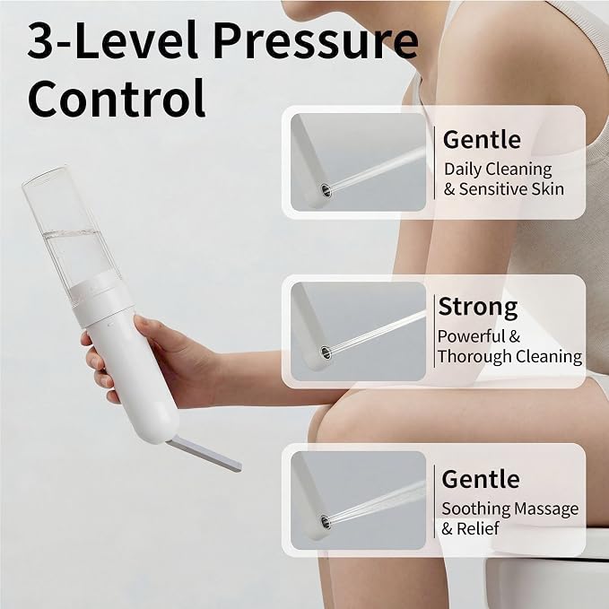 Portable Bidet for Travel,Personal Hygiene Sprayer Bottle for Women Men | Mobile Bidet Portable for Toilet,Electric Handheld High-Pressure Foldable USB-C Battery-Powered - Image 4