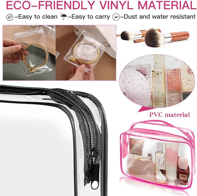 6 Pack Toiletry Bag Makeup Bag Cosmetic Bag, TSA Approved Clear Travel Toiletry Bag wih Zippers, Quart Size Travel Makeup Cosmetic Bag for Women Men, Carry on Airport Airline Compliant Bag, 6 Colors - Image 2