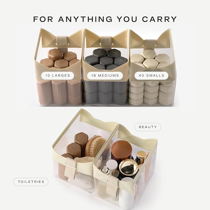 Cadence Parcel - Clear Travel Kit with Zipperless Magnetic Closure - Chestnut, Large - Durable, Leak-Resistant and TSA Approved Toiletry Bag - Modular Organization - Recycled TPU (2 Qt) - Image 6