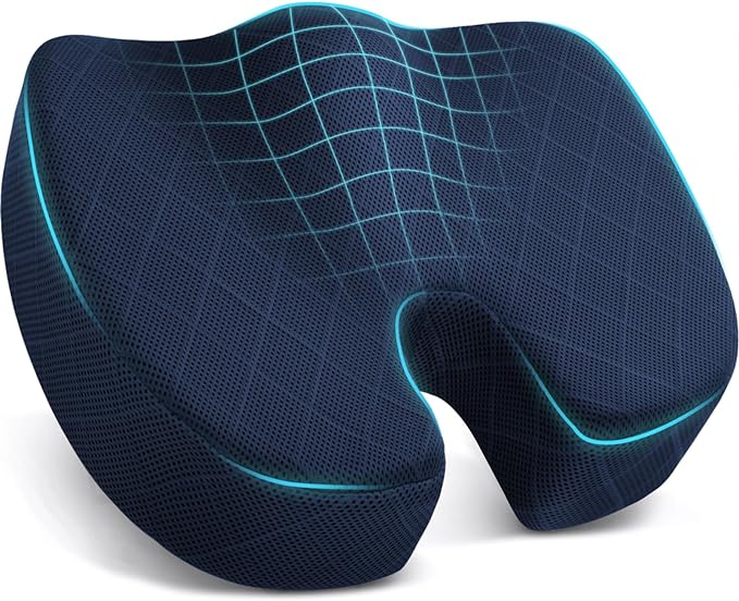 Seat Cushion - for Office Chair, Car Seat, Airplane, Bleacher - Sciatica & Coccyx Pain Relief Desk Chair Cushion for Long Sitting Office Workers, Car Drivers(Blue,X-Large) | for Car Seat, Airplane, Desk Chair - Sciatica & Hip & Coccyx Pain Relief Cushi... by TushGuardSeatCushonsPillows