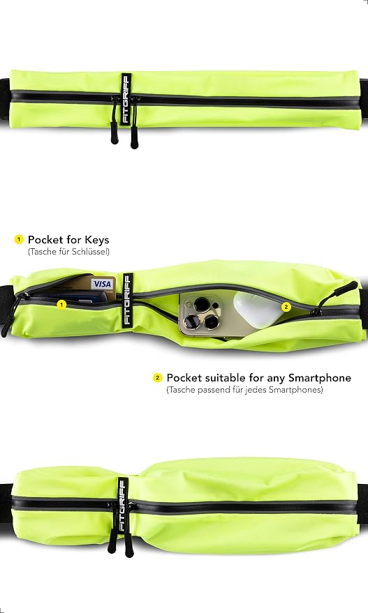 Fitgriff® Running Belt for Men & Women - Secure Jogging Pouch for Phone, Keys & Essentials - For All Cell Phones - Image 2