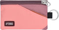 RFID Blocking Travel Wallet with Adjustable Lanyard, Small Nylon Zipper Pouch and Badge Holder for ID, Credit Cards, Cash, Keys, Commuters (CoralBlush+Mauve) by APTENSKO